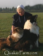 Kimberly Anne of Quaker Hill Farm with Lassie and Willow.